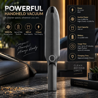 Handheld Vacuum Cordless Turbo Suction USB Rechargeable