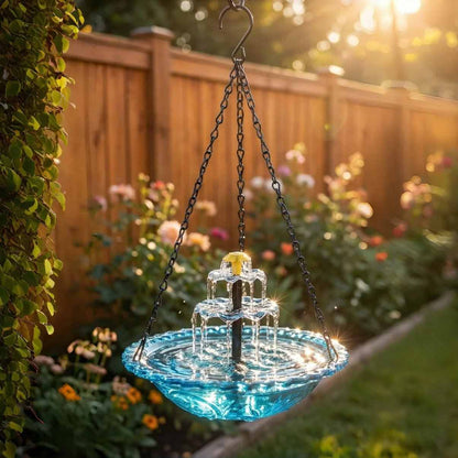 Hanging Bird Bath Fountain Solar-Powered Two-Tier Cascade