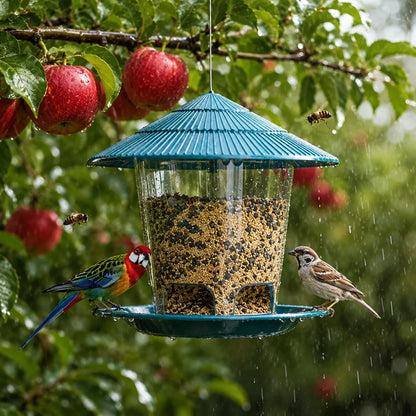 Hanging Bird Feeder Gravity-Fed Corrosion-Resistant Plastic