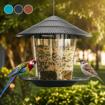 Hanging Bird Feeder Gravity-Fed Corrosion-Resistant Plastic