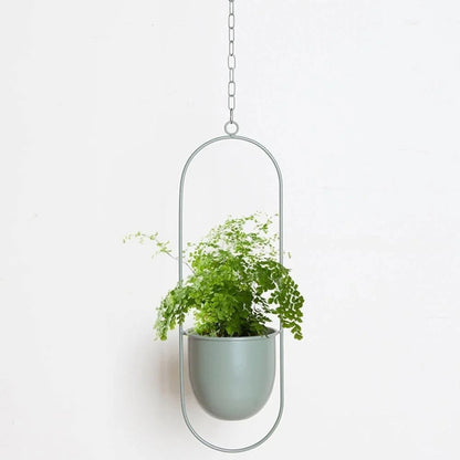 Hanging Plant Holder Halo-Shaped Metal Indoor & Outdoor