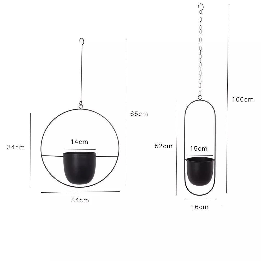 Hanging Plant Holder Halo-Shaped Metal Indoor & Outdoor
