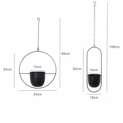 Hanging Plant Holder Halo-Shaped Metal Indoor & Outdoor