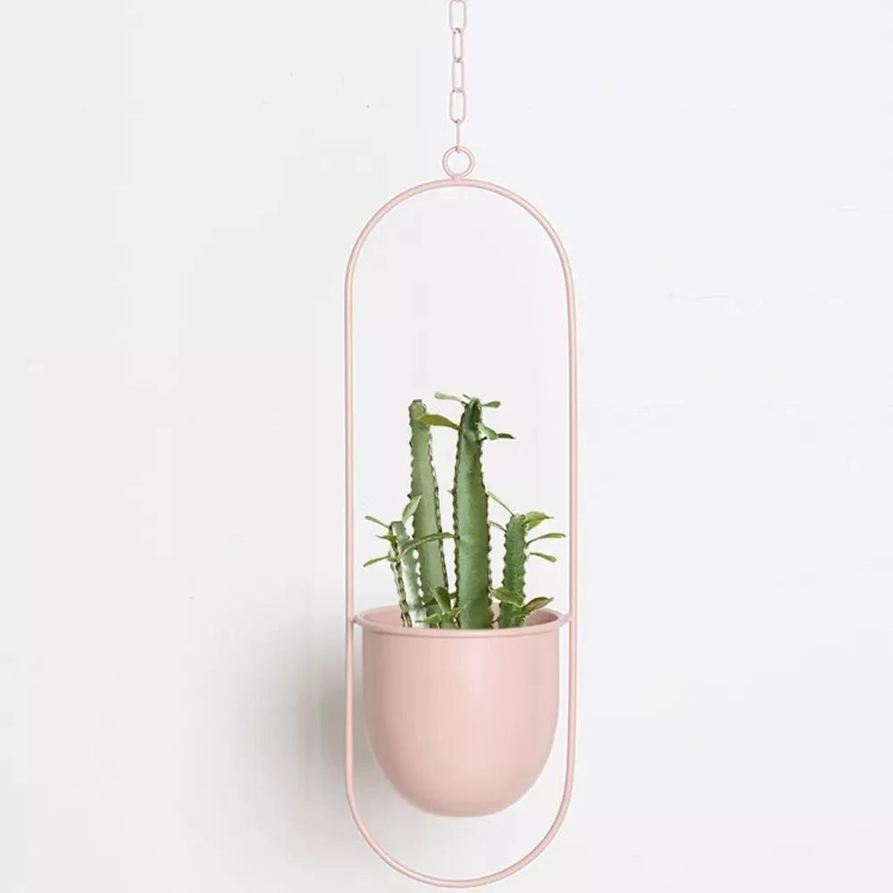 Hanging Plant Holder Halo-Shaped Metal Indoor & Outdoor
