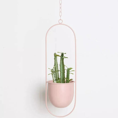 Hanging Plant Holder Halo-Shaped Metal Indoor & Outdoor