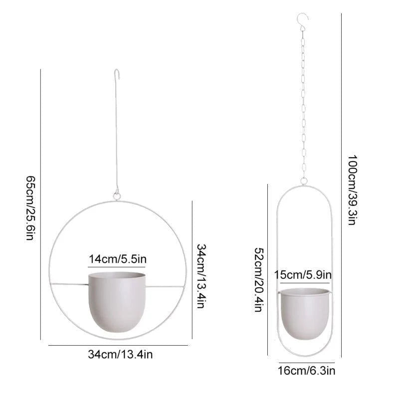 Hanging Plant Holder Halo-Shaped Metal Indoor & Outdoor