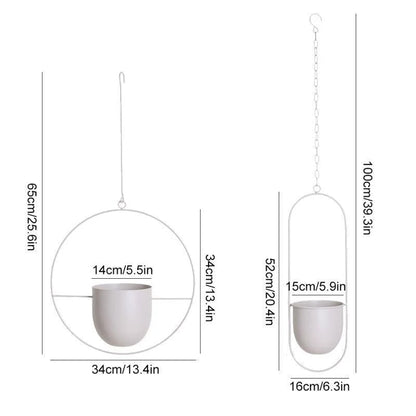 Hanging Plant Holder Halo-Shaped Metal Indoor & Outdoor