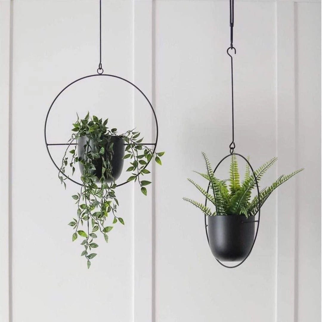 Hanging Plant Holder Halo-Shaped Metal Indoor & Outdoor