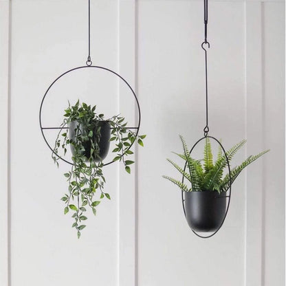 Hanging Plant Holder Halo-Shaped Metal Indoor & Outdoor