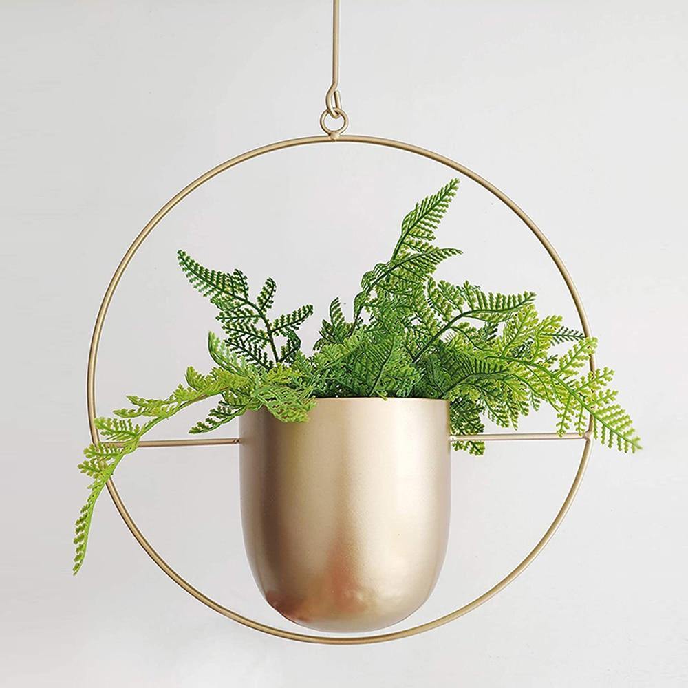 Hanging Plant Holder Halo-Shaped Metal Indoor & Outdoor