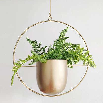 Hanging Plant Holder Halo-Shaped Metal Indoor & Outdoor