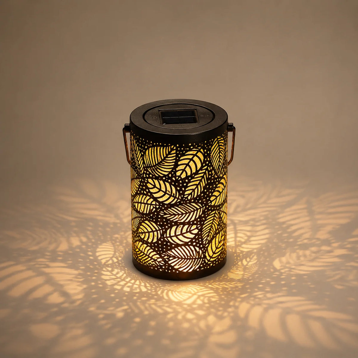 Hanging Solar Lantern Solar-Powered Leaf-Pattern Shadow Iron