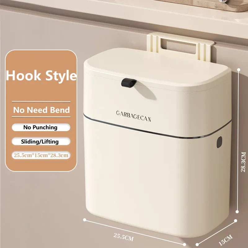 Hanging Trash Bin Space-Saving 2.64 Gallon Capacity