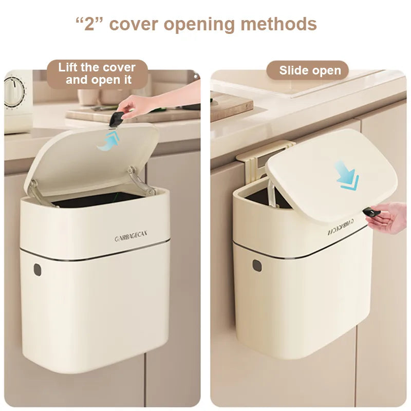 Hanging Trash Bin Space-Saving 2.64 Gallon Capacity