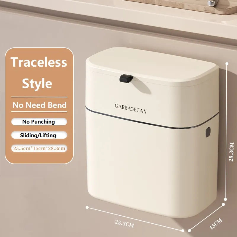 Hanging Trash Bin Space-Saving 2.64 Gallon Capacity