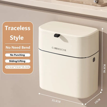 Hanging Trash Bin Space-Saving 2.64 Gallon Capacity