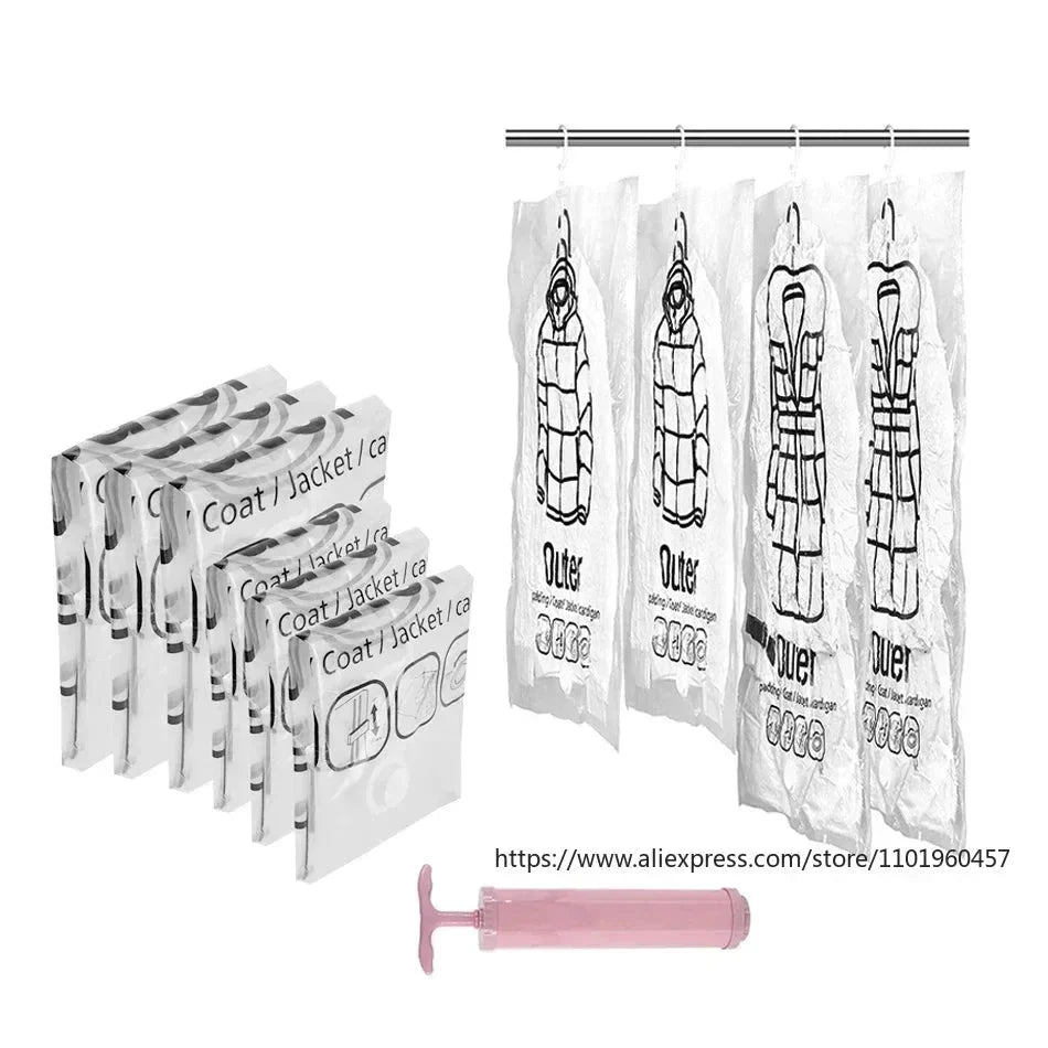 Hanging Vacuum Storage Bags Space-Saving 3-Pack