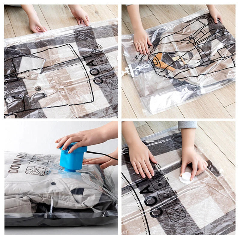 Hanging Vacuum Storage Bags Space-Saving Wrinkle-Free Five-Loop Functional