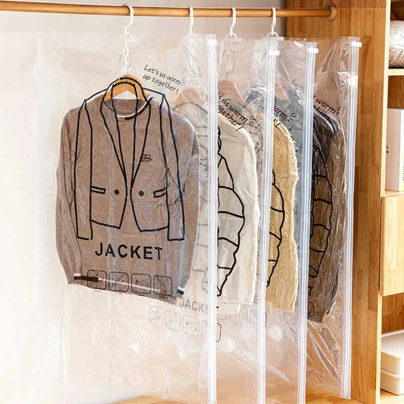 Hanging Vacuum Storage Bags Space-Saving Wrinkle-Free Five-Loop Functional