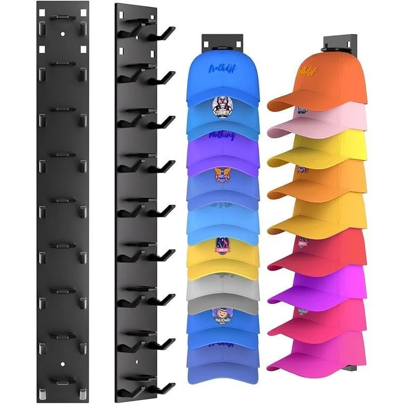 Hat Organizer Wall-Mounted Holds Up to 9 Caps 2 Pack