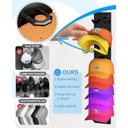Hat Organizer Wall-Mounted Holds Up to 9 Caps 2 Pack