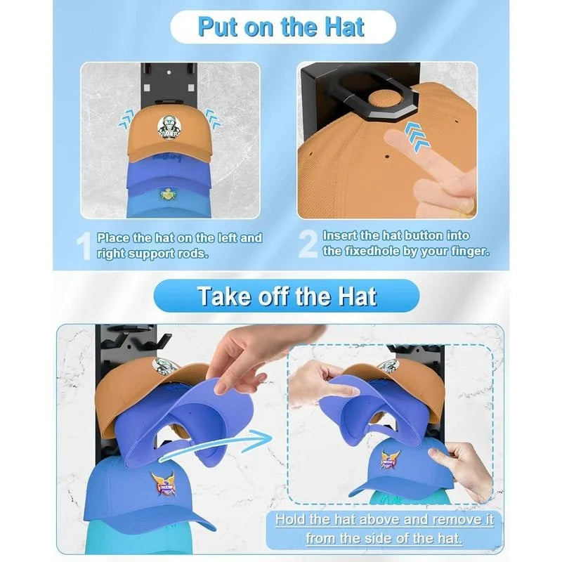Hat Organizer Wall-Mounted Holds Up to 9 Caps 2 Pack