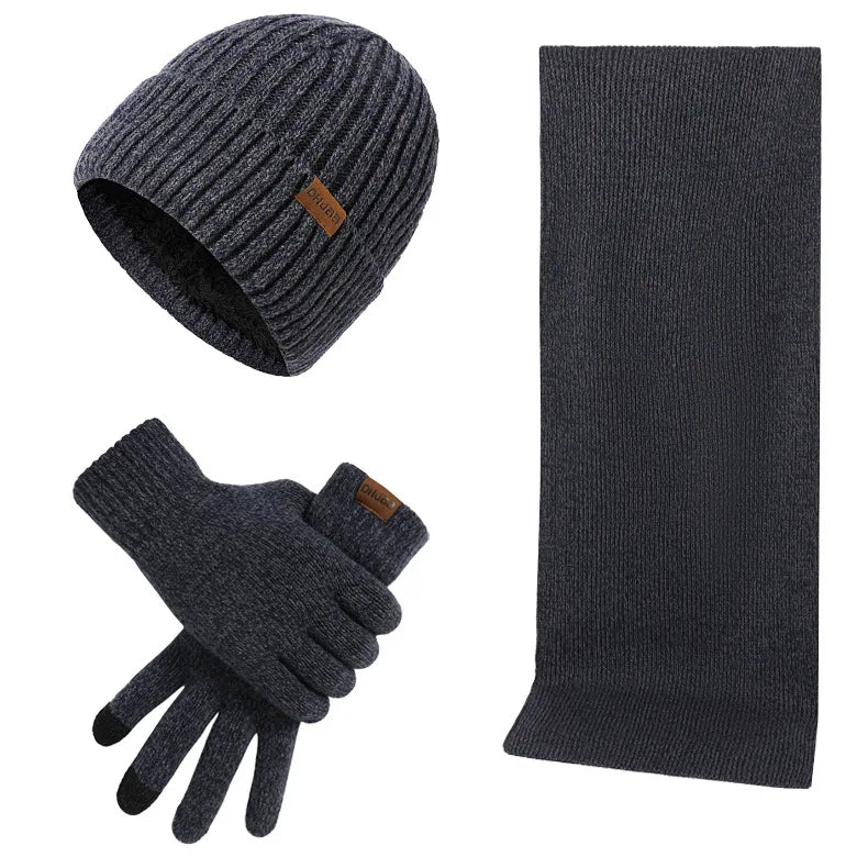 Hat Scarf & Gloves Set Soft Knit 3-Piece