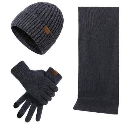 Hat Scarf & Gloves Set Soft Knit 3-Piece