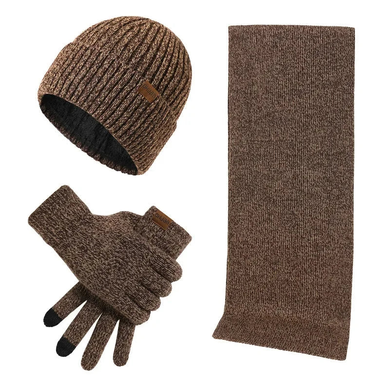 Hat Scarf & Gloves Set Soft Knit 3-Piece