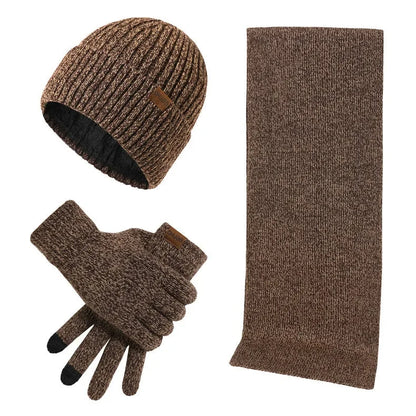 Hat Scarf & Gloves Set Soft Knit 3-Piece