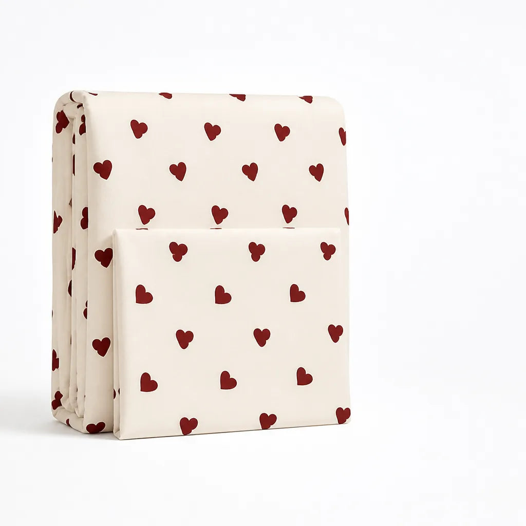 Heart Motif Zipper Closure Bedding Set (100% Cotton)