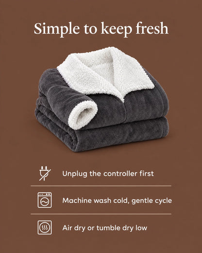 Heated Blanket Robe Full Sleeves Sherpa Foot Pocket Adjustable Heat