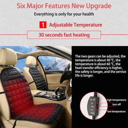 Heated Car Seat Cushion 12V Dual Heat Settings Non-Slip Backing