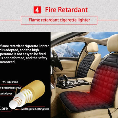 Heated Car Seat Cushion 12V Dual Heat Settings Non-Slip Backing
