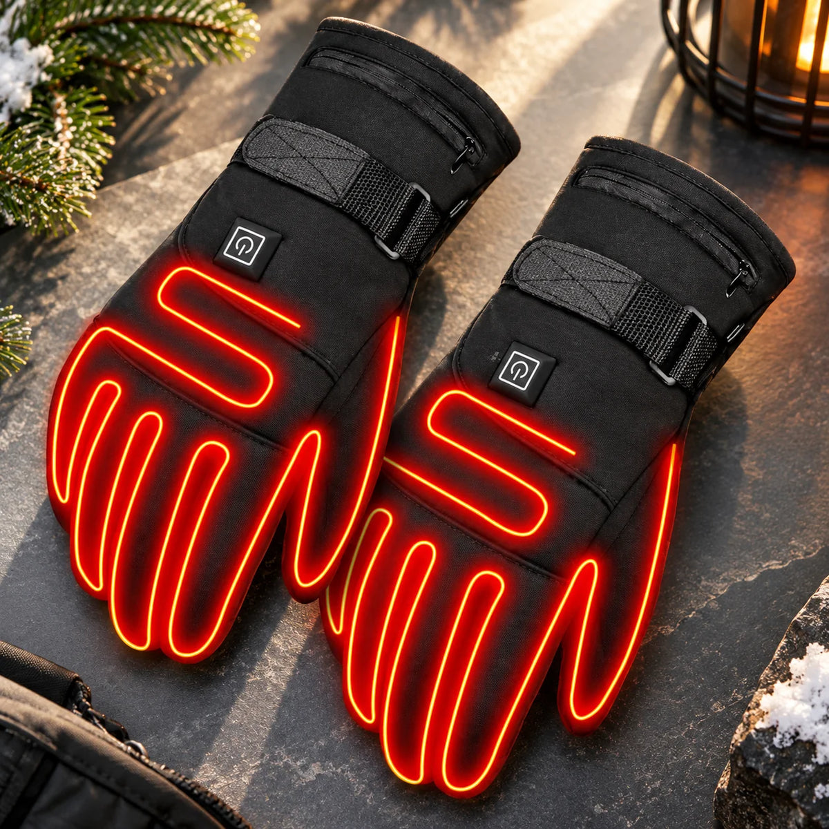Heated Gloves Rechargeable Fleece-Lined Touchscreen & Grip