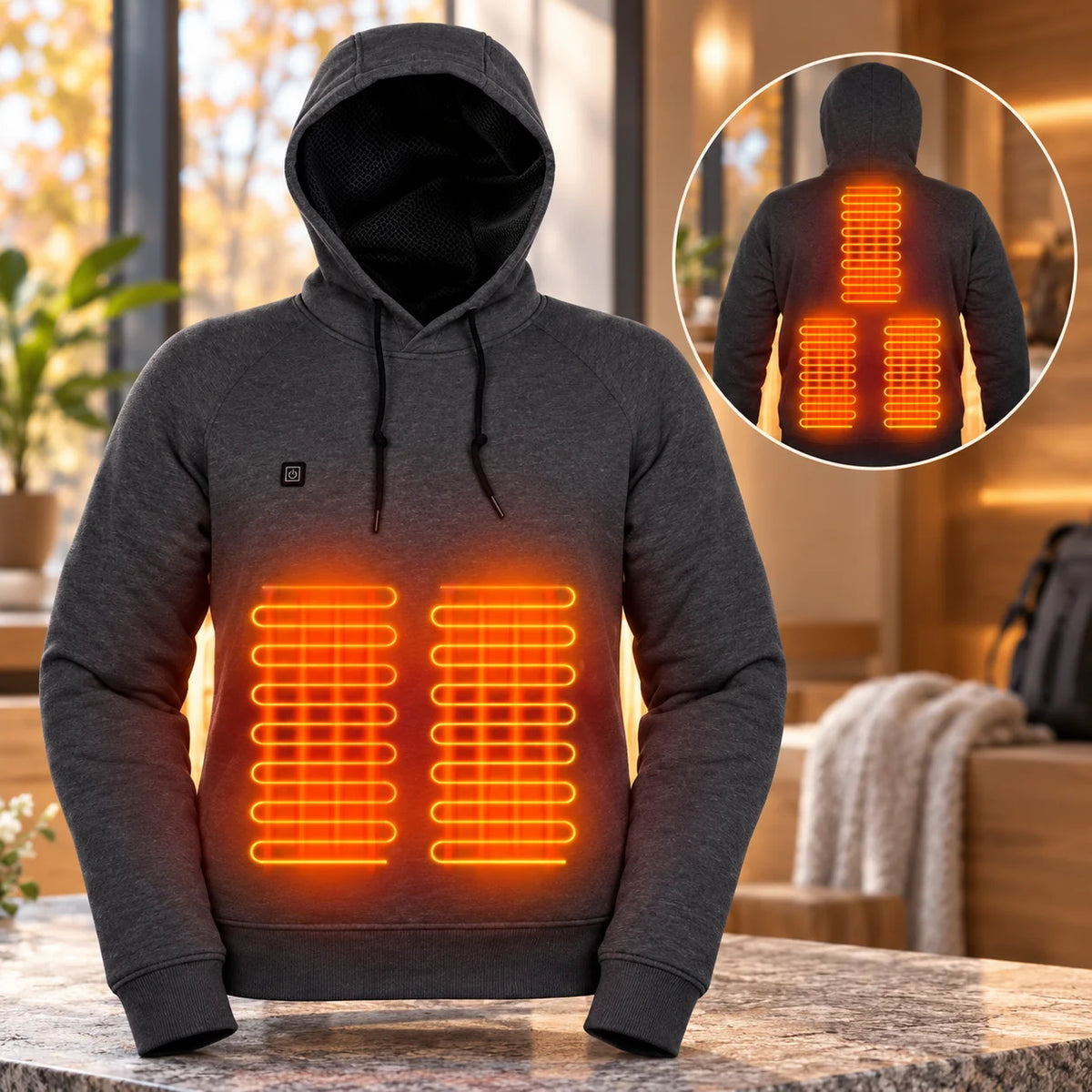 Heated Hoodie USB Powered 3 Heat Settings Unisex Fit