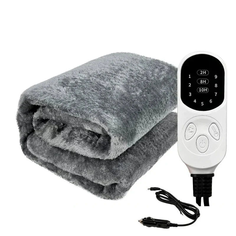 Heated Travel Blanket 12V Plug-In Machine-Washable