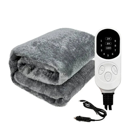 Heated Travel Blanket 12V Plug-In Machine-Washable