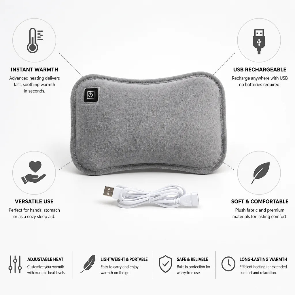 Heating Pad USB Rechargeable Adjustable Heat Plush Cover