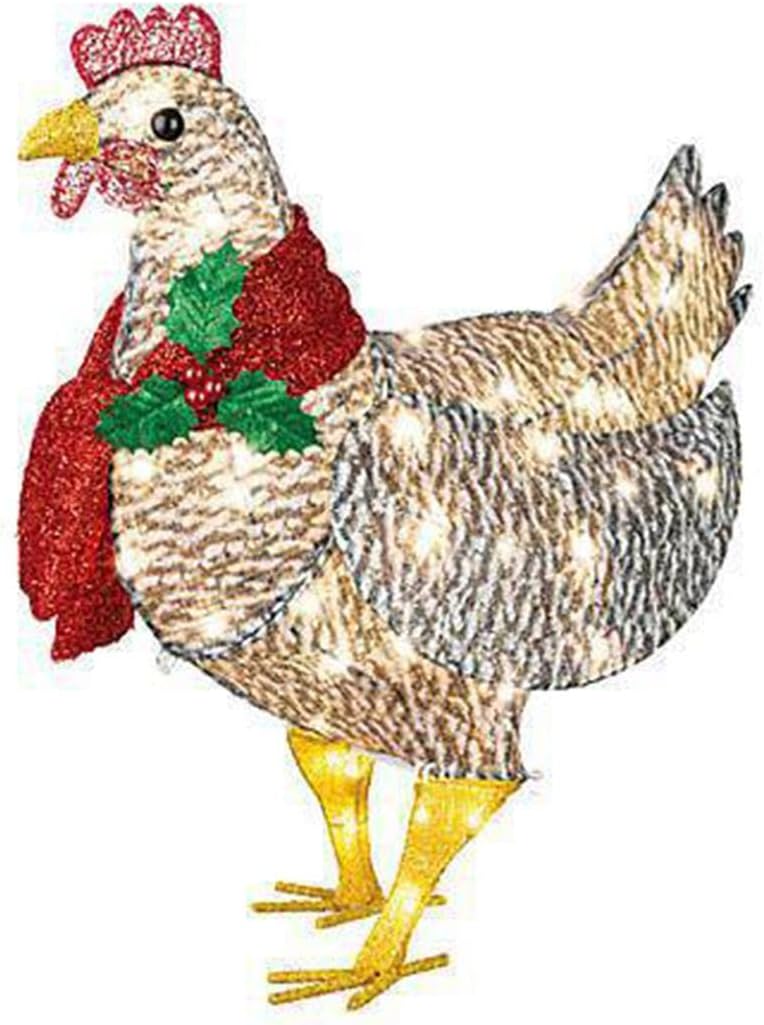 Hen Decoration Acrylic & Metal Warm LED Indoor Outdoor