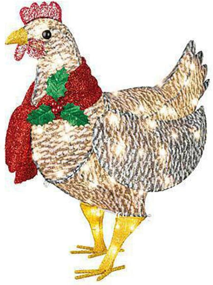 Hen Decoration Acrylic & Metal Warm LED Indoor Outdoor
