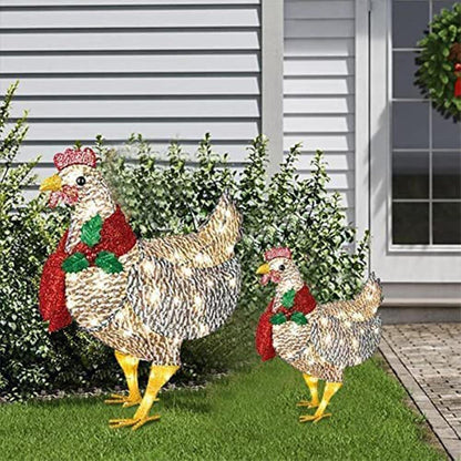 Hen Decoration Acrylic & Metal Warm LED Indoor Outdoor