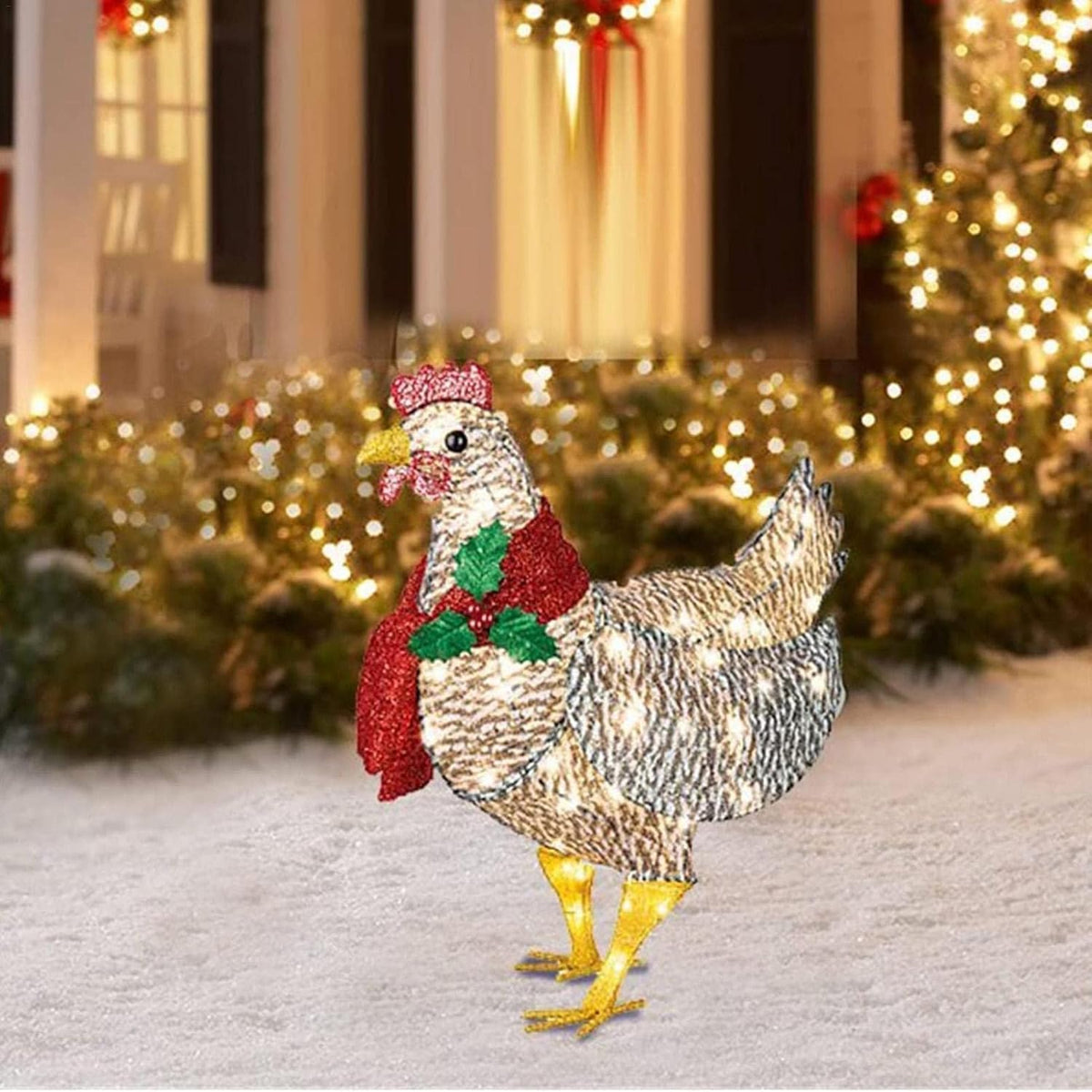 Hen Decoration Acrylic & Metal Warm LED Indoor Outdoor
