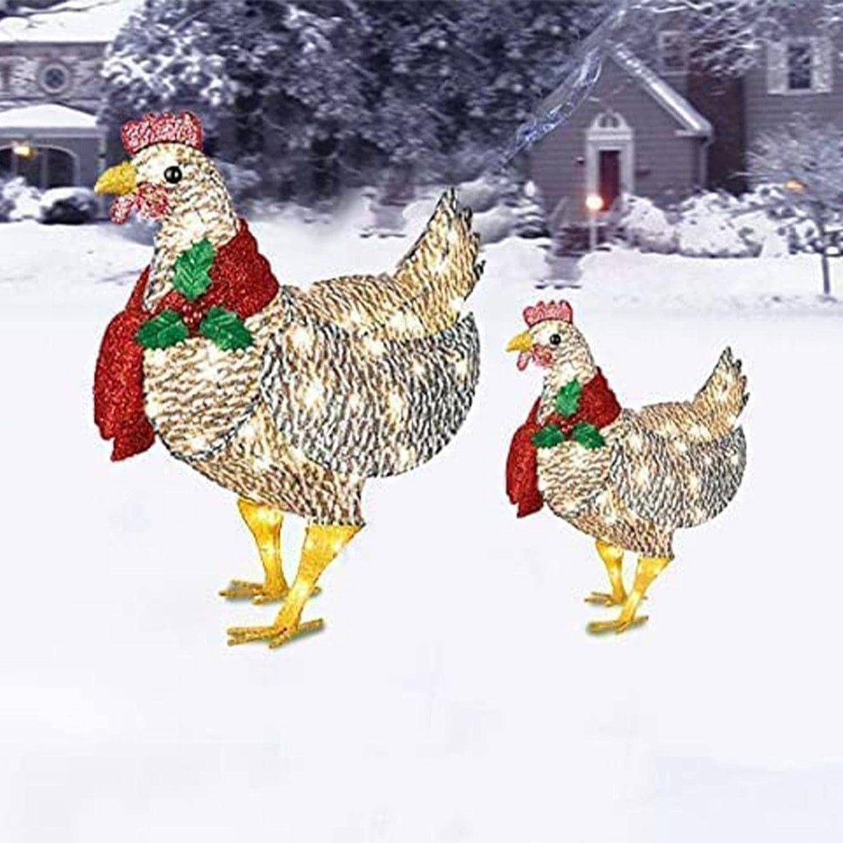 Hen Decoration Acrylic & Metal Warm LED Indoor Outdoor