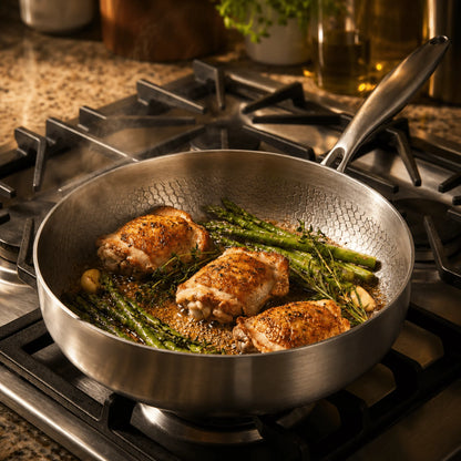 High-Wall Pan Hammered Titanium Natural Non-Stick Induction-Ready