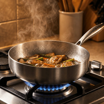 High-Wall Pan Hammered Titanium Natural Non-Stick Induction-Ready