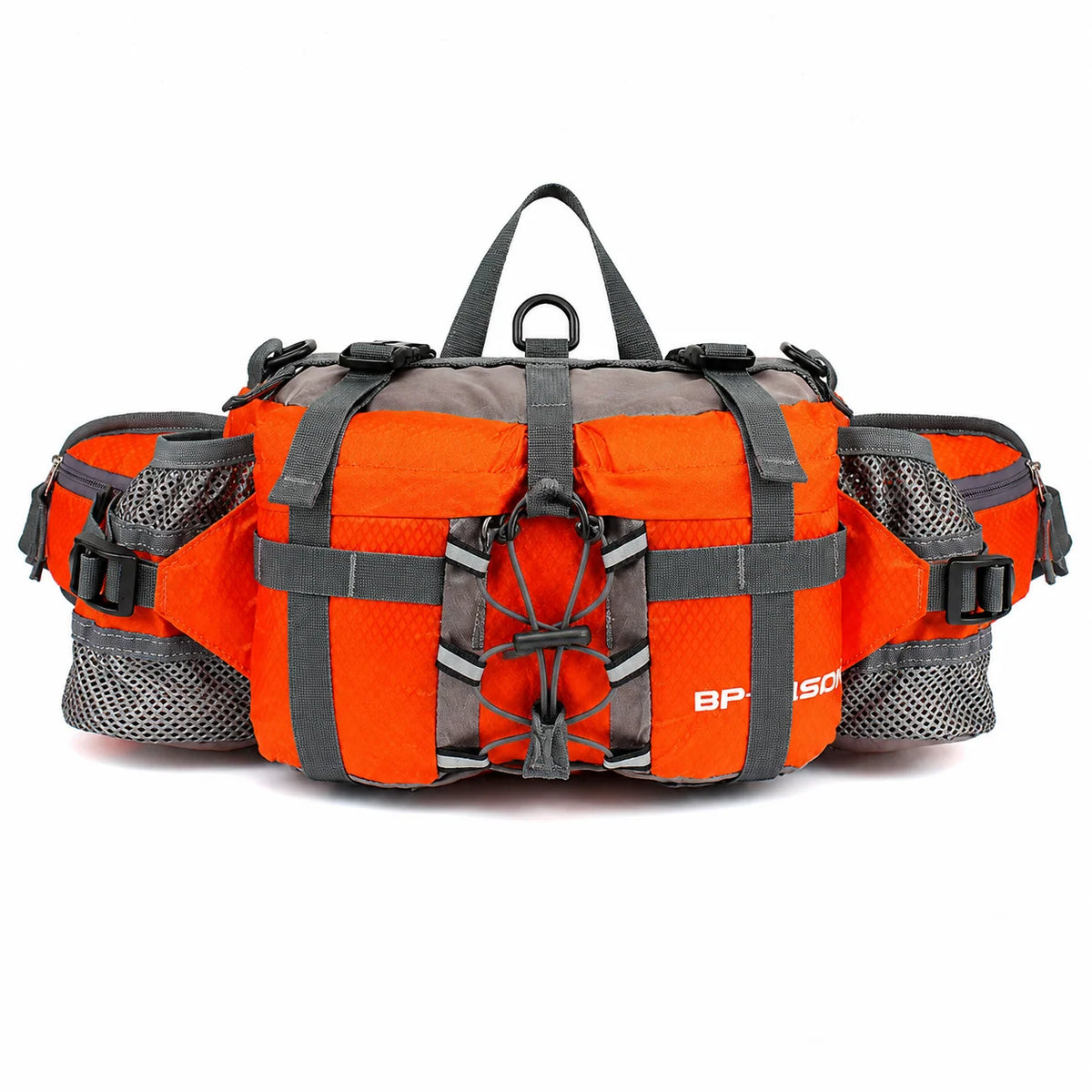 Hiking Waist Pack Dual Bottle Holders Water-Resistant Nylon Zippered Pockets