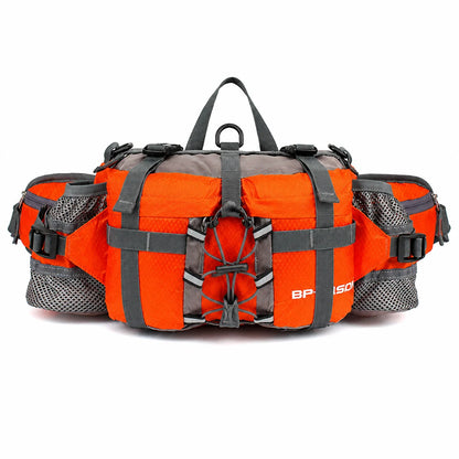 Hiking Waist Pack Dual Bottle Holders Water-Resistant Nylon Zippered Pockets