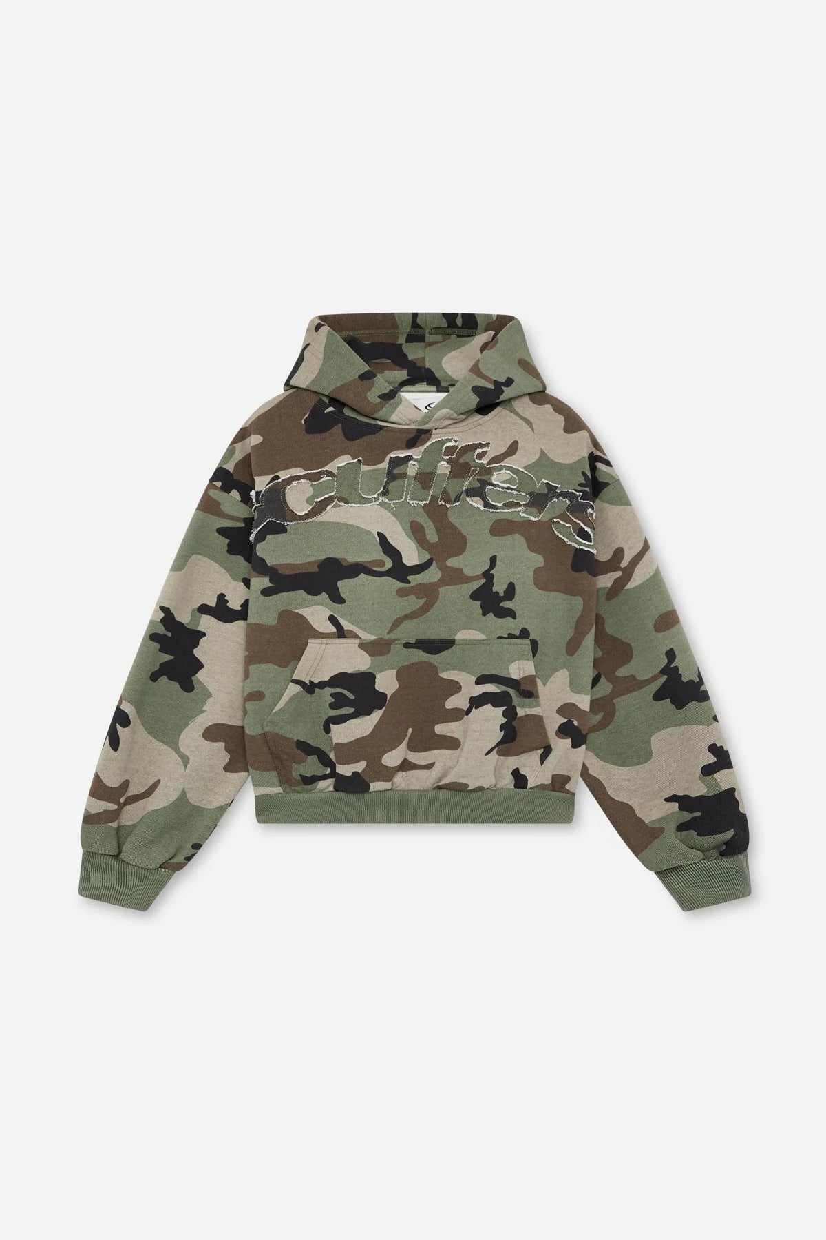 Hoodie Brushed Fleece Relaxed Fit Raw-Edge Detail