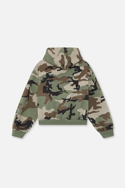 Hoodie Brushed Fleece Relaxed Fit Raw-Edge Detail